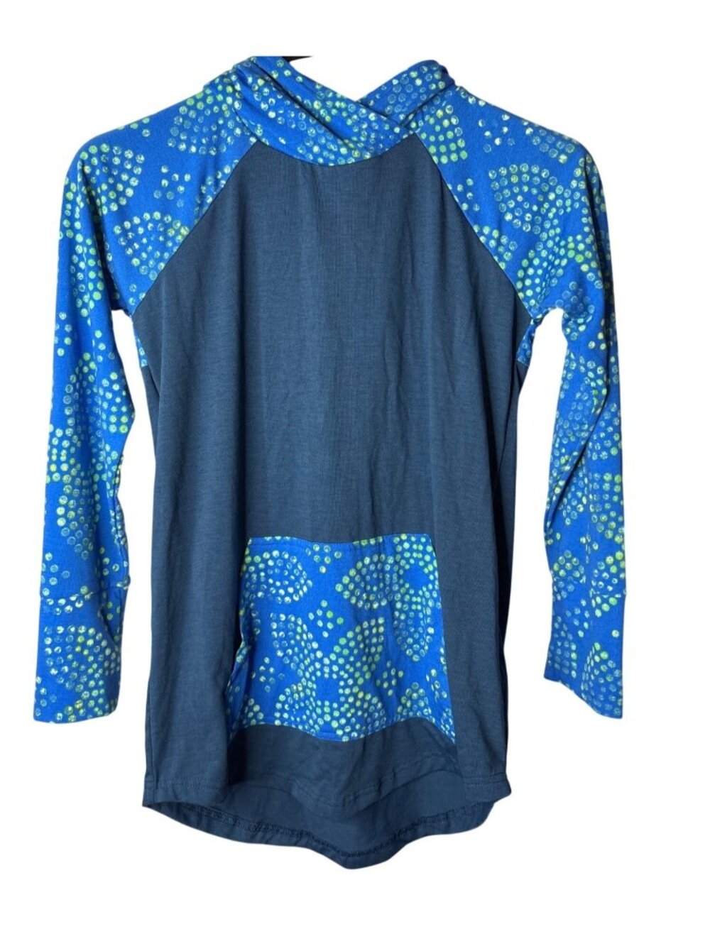 LuLaRoe Amber Womens Pullover Hoodie Size S Abstract Print Blue Green New
